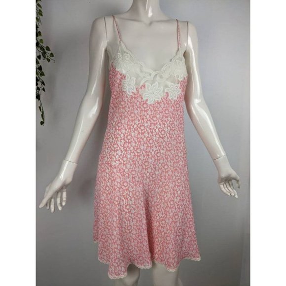 Vintage Natori Robe Pink and white low back sexy slip size m/l - Picture 5 of 9
